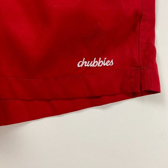 Chubbies Swim Trunks Shorts Mens Medium Lined Drawstring Red Blue Elastic Waist - Picture 2 of 11